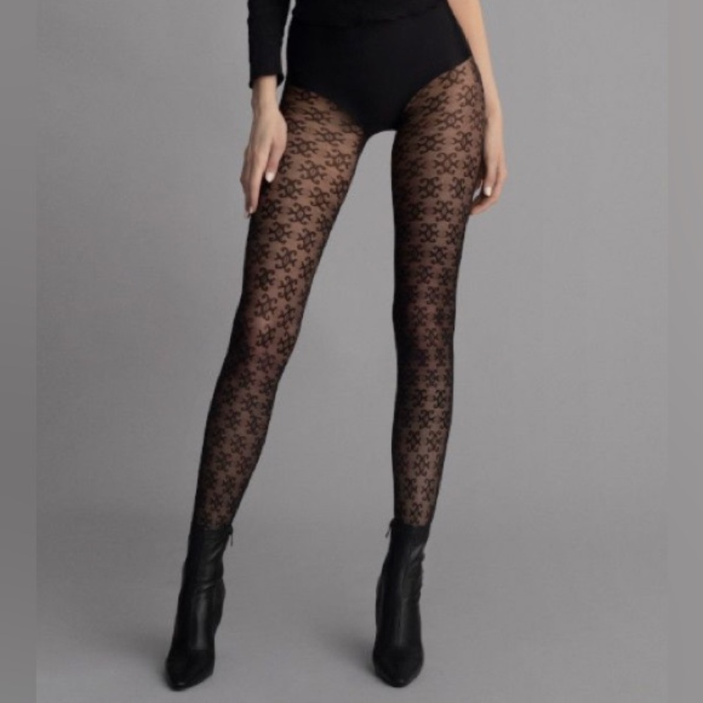 NWT Black Patterned Tights